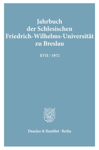 Cover Jahrbuch der Schlesischen Friedrich-Wilhelms-Universität zu Breslau