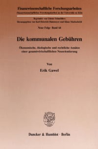 Cover Die kommunalen Gebühren