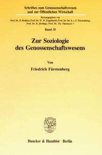 Cover Zur Soziologie des Genossenschaftswesens