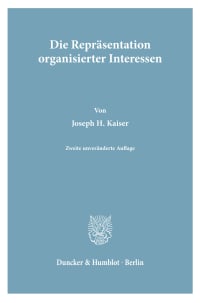 Cover Die Repräsentation organisierter Interessen