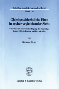 Cover Gleichgeschlechtliche Ehen in rechtsvergleichender Sicht