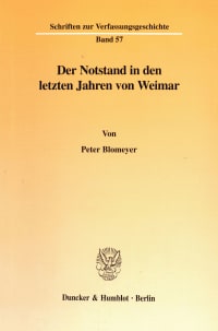 Cover Der Notstand in den letzten Jahren von Weimar