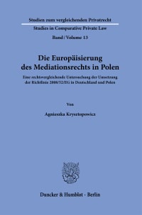 Cover Die Europäisierung des Mediationsrechts in Polen