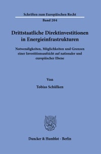 Cover Drittstaatliche Direktinvestitionen in Energieinfrastrukturen