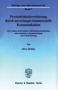 Cover Persönlichkeitsverletzung durch unverlangte kommerzielle Kommunikation