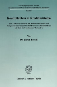 Cover Kontrollabbau in Kreditinstituten