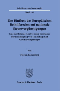 Cover Der Einfluss des Europäischen Beihilferechts auf nationale Steuervergünstigungen