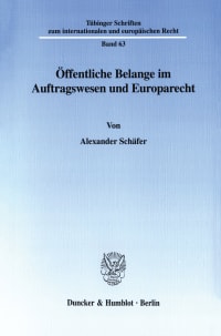 Cover Öffentliche Belange im Auftragswesen und Europarecht