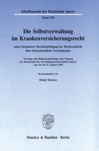 Cover Die Selbstverwaltung im Krankenversicherungsrecht