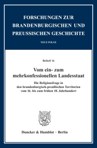 Cover Vom ein- zum mehrkonfessionellen Landesstaat