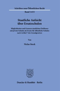 Cover Staatliche Aufsicht über Ersatzschulen