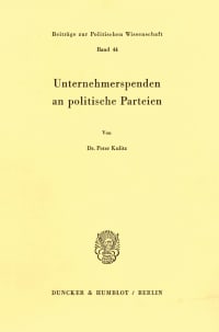 Cover Unternehmerspenden an politische Parteien