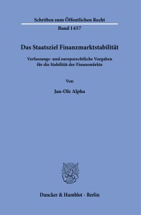 Cover Das Staatsziel Finanzmarktstabilität