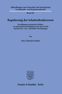 Cover Regulierung des Schattenbankwesens