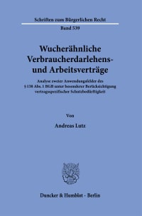 Cover Wucherähnliche Verbraucherdarlehens- und Arbeitsverträge