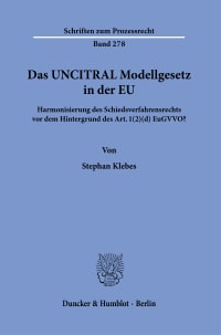 Cover Das UNCITRAL Modellgesetz in der EU