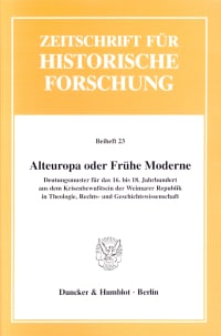 Cover Alteuropa oder Frühe Moderne?