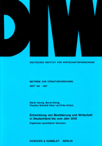 Cover Entwicklung von Bevölkerung und Wirtschaft in Deutschland bis zum Jahr 2010