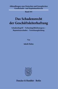 Cover Das Schadensrecht der Geschäftsleiterhaftung