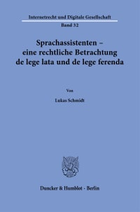 Cover Sprachassistenten – eine rechtliche Betrachtung de lege lata und de lege ferenda