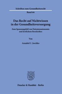 Cover Das Recht auf Nichtwissen in der Gesundheitsversorgung