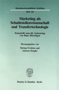 Cover Marketing als Schnittstellenwissenschaft und Transfertechnologie