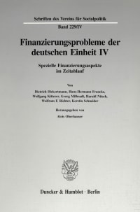 Cover Finanzierungsprobleme der deutschen Einheit IV