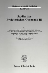 Cover Studien zur Evolutorischen Ökonomik III