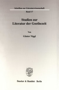 Cover Studien zur Literatur der Goethezeit