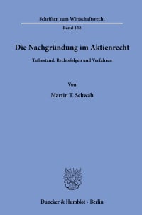 Cover Die Nachgründung im Aktienrecht