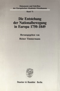 Cover Die Entstehung der Nationalbewegung in Europa 1750 - 1849