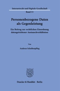 Cover Personenbezogene Daten als Gegenleistung