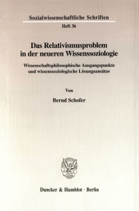 Cover Das Relativismusproblem in der neueren Wissenssoziologie