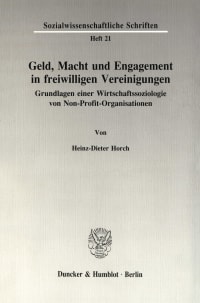 Cover Geld, Macht und Engagement in freiwilligen Vereinigungen