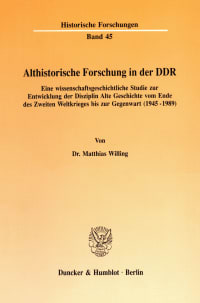 Cover Althistorische Forschung in der DDR