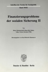 Cover Finanzierungsprobleme der sozialen Sicherung II