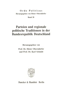 Cover Parteien und regionale politische Traditionen in der Bundesrepublik Deutschland