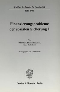 Cover Finanzierungsprobleme der sozialen Sicherung I