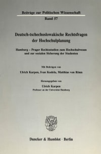 Cover Deutsch-tschechoslowakische Rechtsfragen der Hochschulplanung