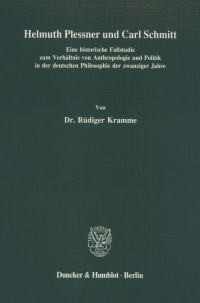 Cover Helmuth Plessner und Carl Schmitt