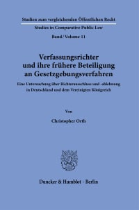 Cover Verfassungsrichter und ihre frühere Beteiligung an Gesetzgebungsverfahren