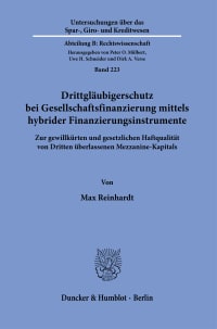 Cover Drittgläubigerschutz bei Gesellschaftsfinanzierung mittels hybrider Finanzierungsinstrumente