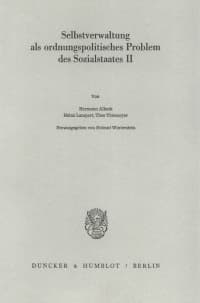 Cover Selbstverwaltung als ordnungspolitisches Problem des Sozialstaates II