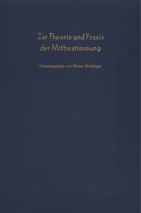 Cover Zur Theorie und Praxis der Mitbestimmung