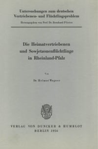 Cover Untersuchungen zum deutschen Vertriebenen- und Flüchtlingsproblem