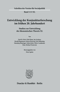Cover Entwicklung der Konjunkturforschung im frühen 20. Jahrhundert