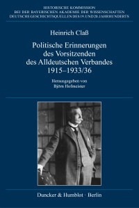 Cover Politische Erinnerungen des Vorsitzenden des Alldeutschen Verbandes 1915–1933/36