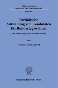 Cover Paritätische Aufstellung von Kandidaten für Bundestagswahlen