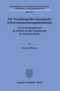 Cover Die Verordnung über Europäische Schwarmfinanzierungsdienstleister