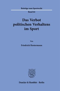 Cover Das Verbot politischen Verhaltens im Sport